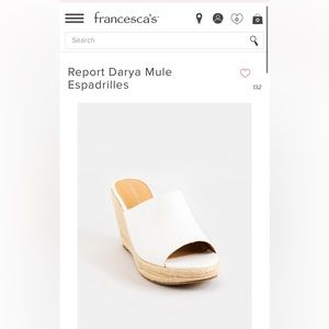NWOT Report White Darya Mule Wedge Platform Open Toe Espadrilles -Size 7.5